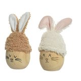 Oeufs en bois avec oreilles de lapin - Décors de Pâques
