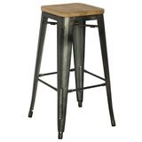 Tabouret métal haut assise bois - Tabourets