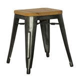 Tabouret métal bas assise bois - Tabourets