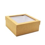 Boîte carrée avec couvercle amovible à fenêtre - 12 x 12 x H 5 cm - Boîtes cadeaux de Noël