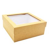 Boîte carrée avec couvercle amovible à fenêtre - 20 x 20 x 8,5 cm - Boîtes cadeaux de Noël