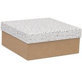 Boîtes cadeaux Terrazzo à couvercle amovible - blanc / brun - 20 x 20 x H 8,5 cm