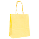 Sacs kraft à poignées torsadées jaune pastel - 12 + 6 x H 15 cm - Sacs kraft unis, poignées torsadées