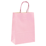 Sacs kraft poignées torsadées rose pastel - 16 + 8 x H 22 cm - Sacs kraft unis, poignées torsadées