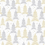 Papier cadeau Arbre de Noël blanc - Sapins or / argent - Papiers cadeaux de Noël