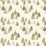 Papier cadeau Sapins aquarelle - 70 cm x 50 m - Hiver au cottage