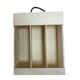 Coffret bois à fenêtre - 3 bouteilles - 30,8 x 37,5 cm