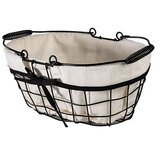 Panier ovale métal noir tissu blanc - L 30 + P 20 x H 13 cm - Paniers en métal