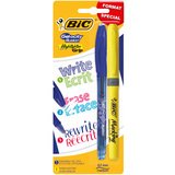 Stylo gel effaçable bleu + 1 surligneur jaune fluo - Surligneurs