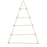 Sapin à suspendre en bois blanchi et corde - Hauteur 150 cm - Décors en métal et bois