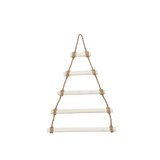 Sapin à suspendre en bois blanchi et corde - Hauteur 68 cm - Décors en métal et bois