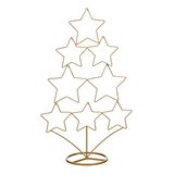 Sapin de Noël Design étoiles or - H 58 cm - Décors en métal et bois