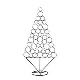 Sapin de Noël Design cercles noirs - H 180 cm - Décors en métal et bois