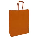 Sacs kraft Orange passion petit modèle - Sacs kraft unis, poignées torsadées