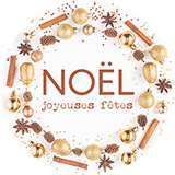 Étiquettes adhésives rondes NOËL joyeuses fêtes cuivre et or avec décors - Shopping de Noël