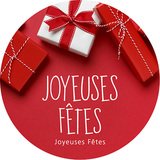 Étiquettes adhésives rondes rouge JOYEUSES FËTES et cadeaux - Étiquettes cadeaux Noël