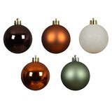 Assortiment de 30 boules incassables - ø 6 cm - Blanc / Marron / Kaki - Boules