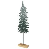 Sapin en fer sur socle bois - vert - H 58 cm - Petits décors d'étalage