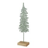 Sapin en fer sur socle bois - vert clair - H 37 cm - Petits décors d'étalage