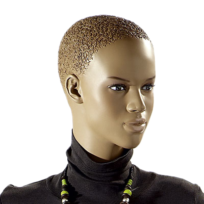 Mannequin femme afro, cheveux sculptés, mains sur les hanches - Mannequins cheveux sculptés-1