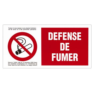 Plaque de signalisation Défense de fumer - Plaques PVC