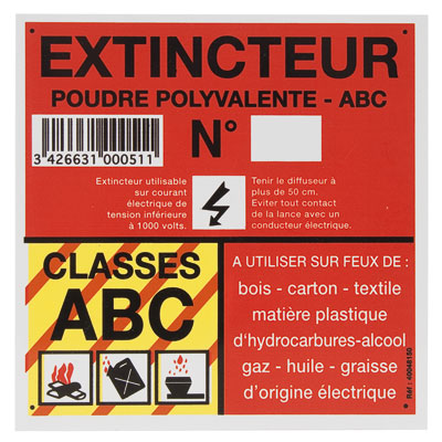 Panneau classe de feu ABC - Signalétique de sécurité