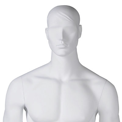 Mannequin homme, tête et cheveux sculptés, bras le long du corps - Mannequins cheveux sculptés-1