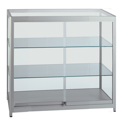 Vitrine comptoir verre trempé - Vitrines alu tablettes réglables