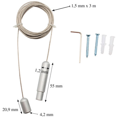 Câble tendu mini fixations haute et basse - Mini câbles tendus gris alu-1