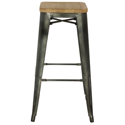 Tabouret métal haut assise bois - Tabourets-1