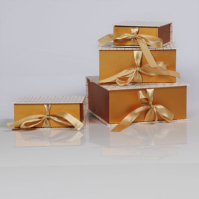 Boîtes kraft Art déco avec couvercle à rabat - blanc / cuivre - 12 x 12 x H 5 cm - Boîtes cadeaux de Noël-4