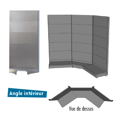 Tablette tôle d'angle intérieur - Ligne Store gris métallisé pas de 25 mm-1