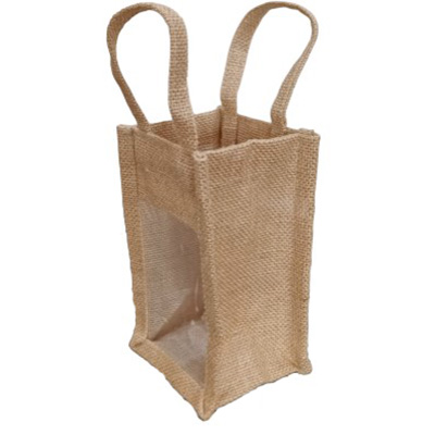 Sacs jute carré à fenêtre 1 pot - Sacs en tissu