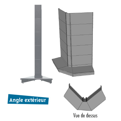 Tablette tôle d'angle extérieur - Ligne Store gris métallisé pas de 25 mm-1