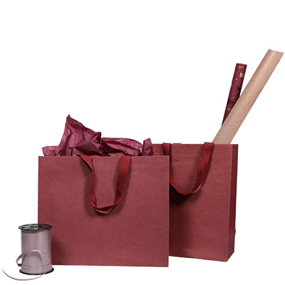 Sacs cadeaux kraft - lie de vin - 36 + 13 x H 30 cm - Sacs kraft Luxe-1