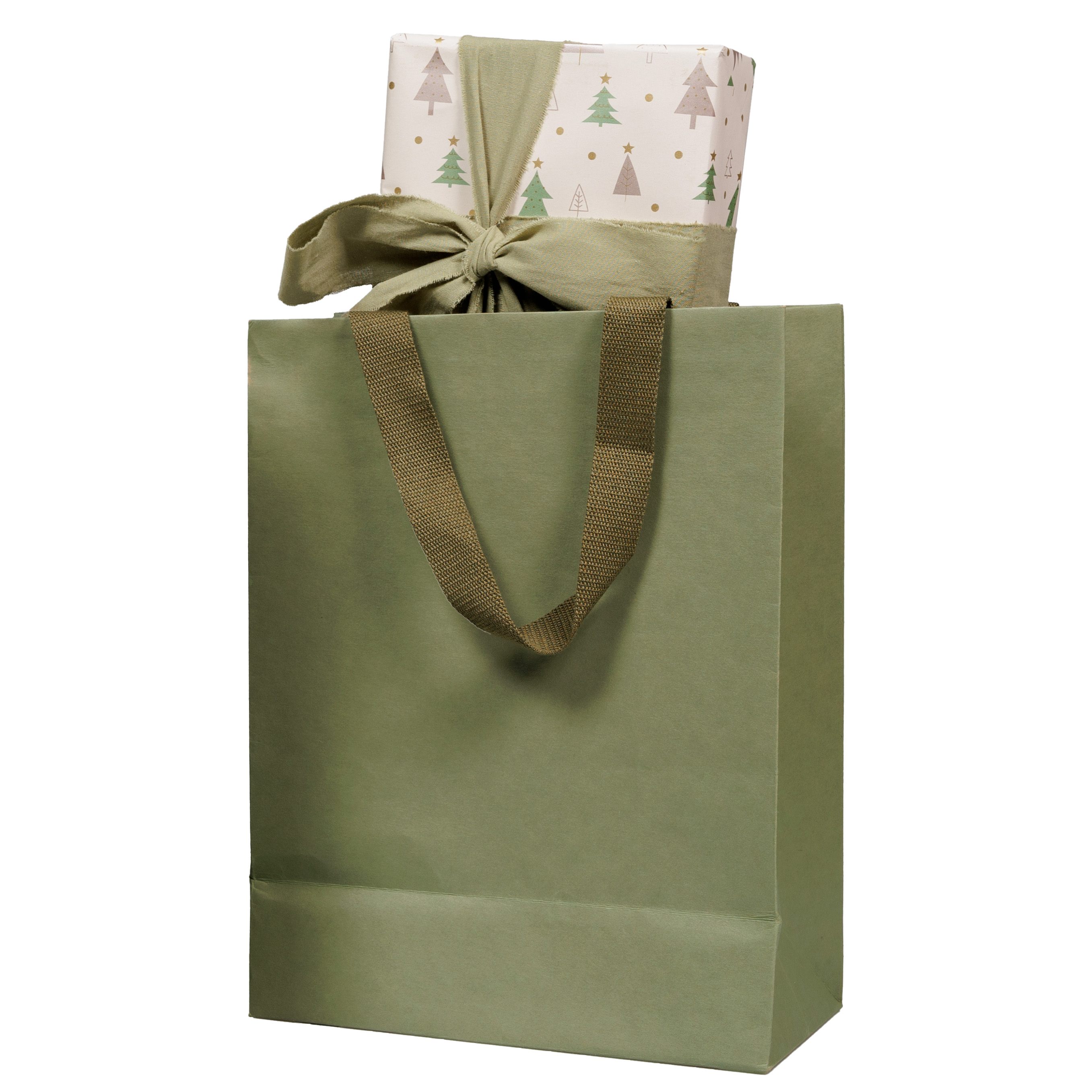 Sacs cadeaux kraft - vert tilleul - 25 + 13 x H 33 cm - Sacs luxe chic nature-1