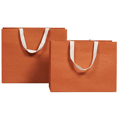 Sacs luxe terracotta poignées coton - 36 + 13 x H 30 cm - Sacs luxe chic nature-1