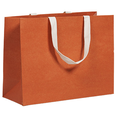 Sacs luxe terracotta poignées coton - 25 + 13 x H 33 cm - Sacs luxe chic nature