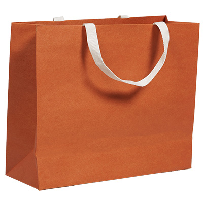 Sacs luxe terracotta poignées coton - 33 + 13 x H 25 cm - Sacs luxe chic nature