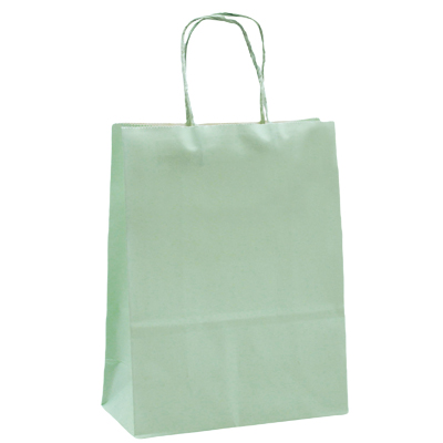 Sacs kraft à poignées torsadées vert pastel - 16 + 8 x H 22 cm - Sacs kraft unis, poignées torsadées