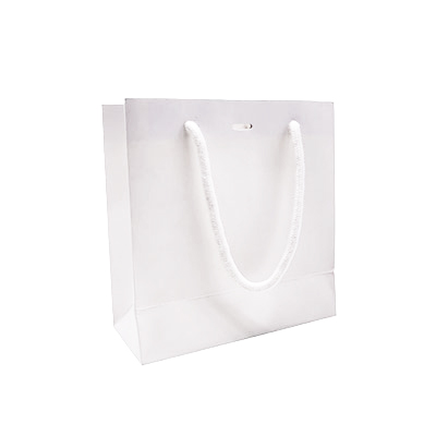 Sacs pelliculés blanc mat avec fenêtre - 18 + 8 x 19 cm - Sacs pelliculés unis, poignées cordelette-1