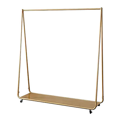 Portant droit fixe doré avec tablette basse - L 150 x P 40 x H 160 cm - Portants droits