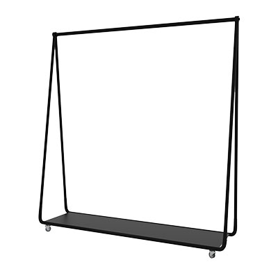 Portant droit fixe noir avec tablette basse - L 150 x P 40 x H 160 cm - Portants droits