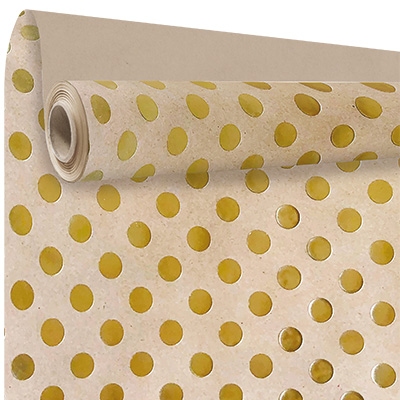 Papier cadeau kraft brun - Pois or - Papiers cadeaux de Noël-1