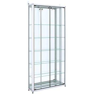 Vitrine alu fond miroir, verre sécurisé - Vitrines alu tablettes réglables