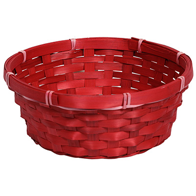 Corbeilles rondes en bambou - rouge - ø 23 x H 8 cm - Corbeilles bambou