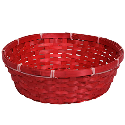 Corbeilles rondes en bambou - rouge - ø 30 x H 9 cm - Corbeilles bambou