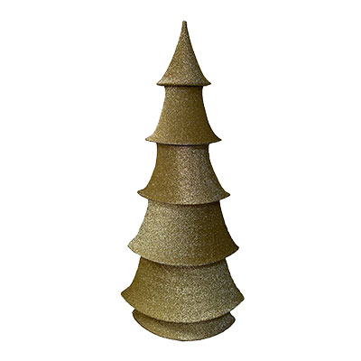 Sapin de Noël pliable en tissu - or brillant - H 156 cm - Étoiles et Sapins en tissu