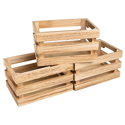 Caisses en bois naturel - 22 x 15,5 x H 12 cm - Coffrets bois