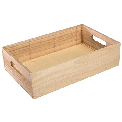 Caisse en bois avec poignées - 33 x 21 x H 8.5 cm - Coffrets bois